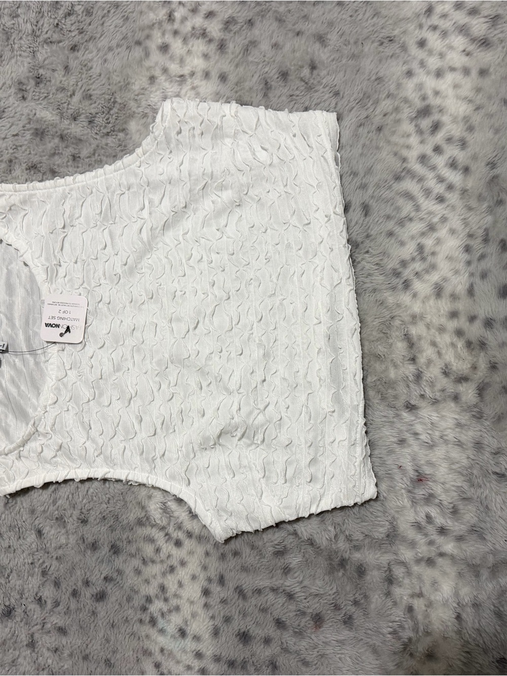 Fashion Nova White Textured Two-Piece Cutout Jumpsuit - Picture 5 of 7